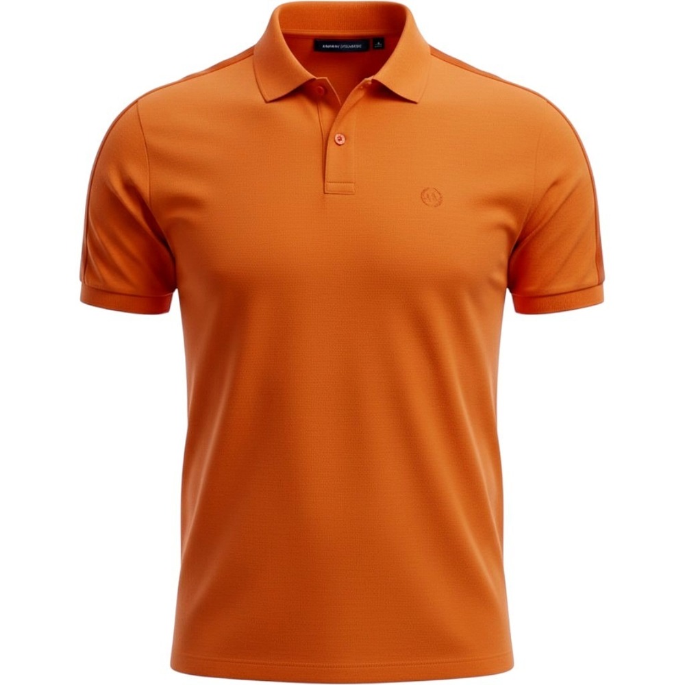 Armani Exchange Polo Shirt Mens XL Orange Cotton Pique Sport Taped Sleeve Sporty